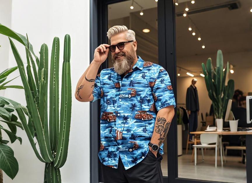 fitted Hawaiian shirts for big and tall guys with colorful designs