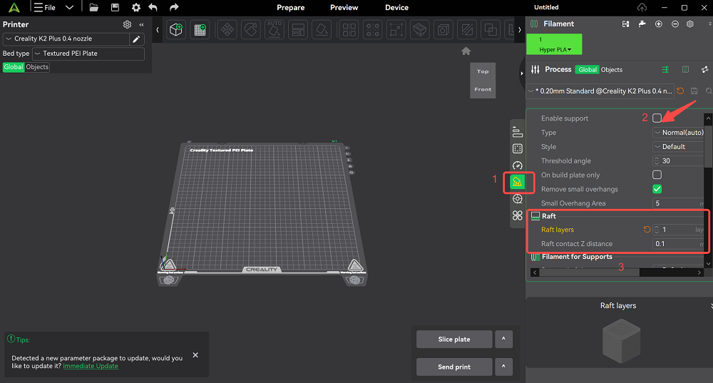creality print raft layers