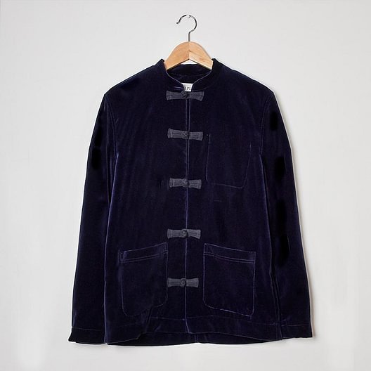 midnight navy velvet mandarin jacket