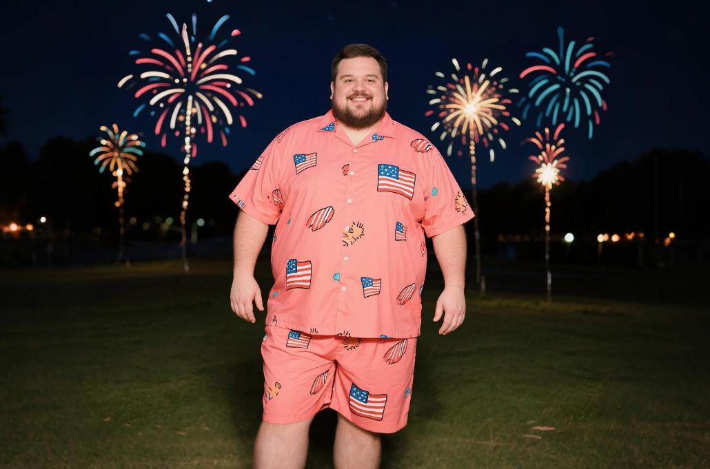 big men's Independence Day short sets