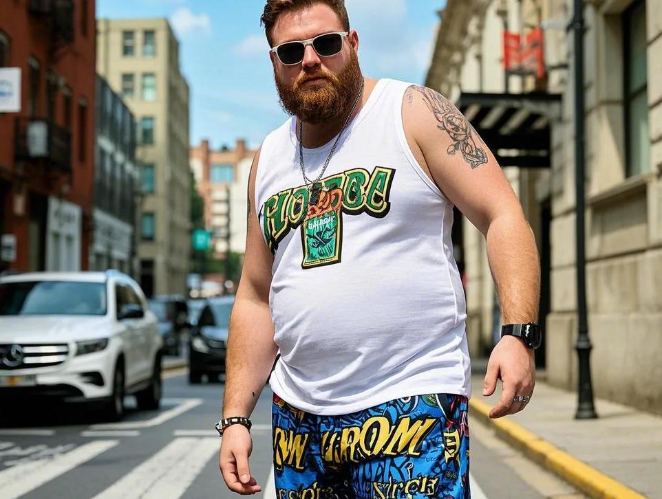 casual look for big men's urban fashion