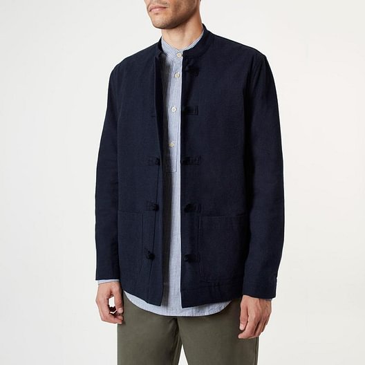 navy textured mandarin jacket