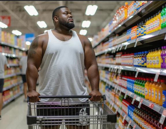 A man shopping in his big and tall set.