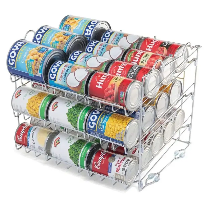   stackable pantry can organizer 3 tier soda can organizer multifunctional chrome   can rack organizer for up to 36 cans for pantry kitchen cabinet countertop under sink 17x13x13 details 0