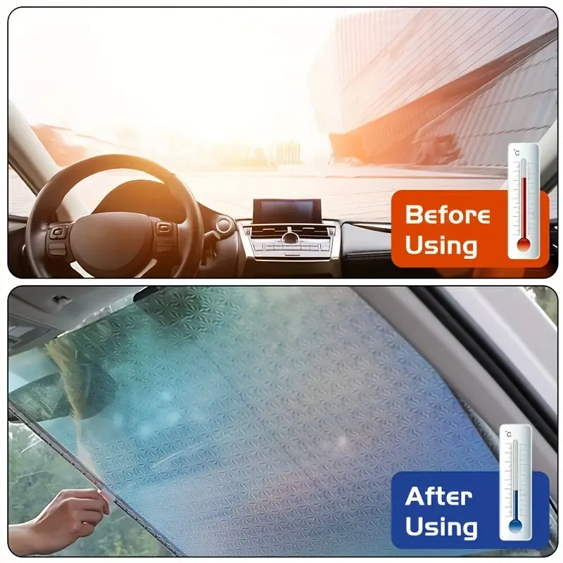 1pc keep   cool protected retractable windshield sunshade with suction cup details 4