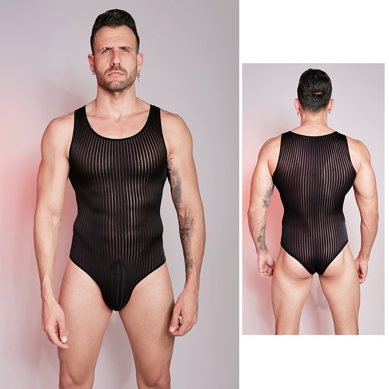 Men's Sexy Ultra-Thin Transparent Tight High Elastic Comfortable Jumpsuit