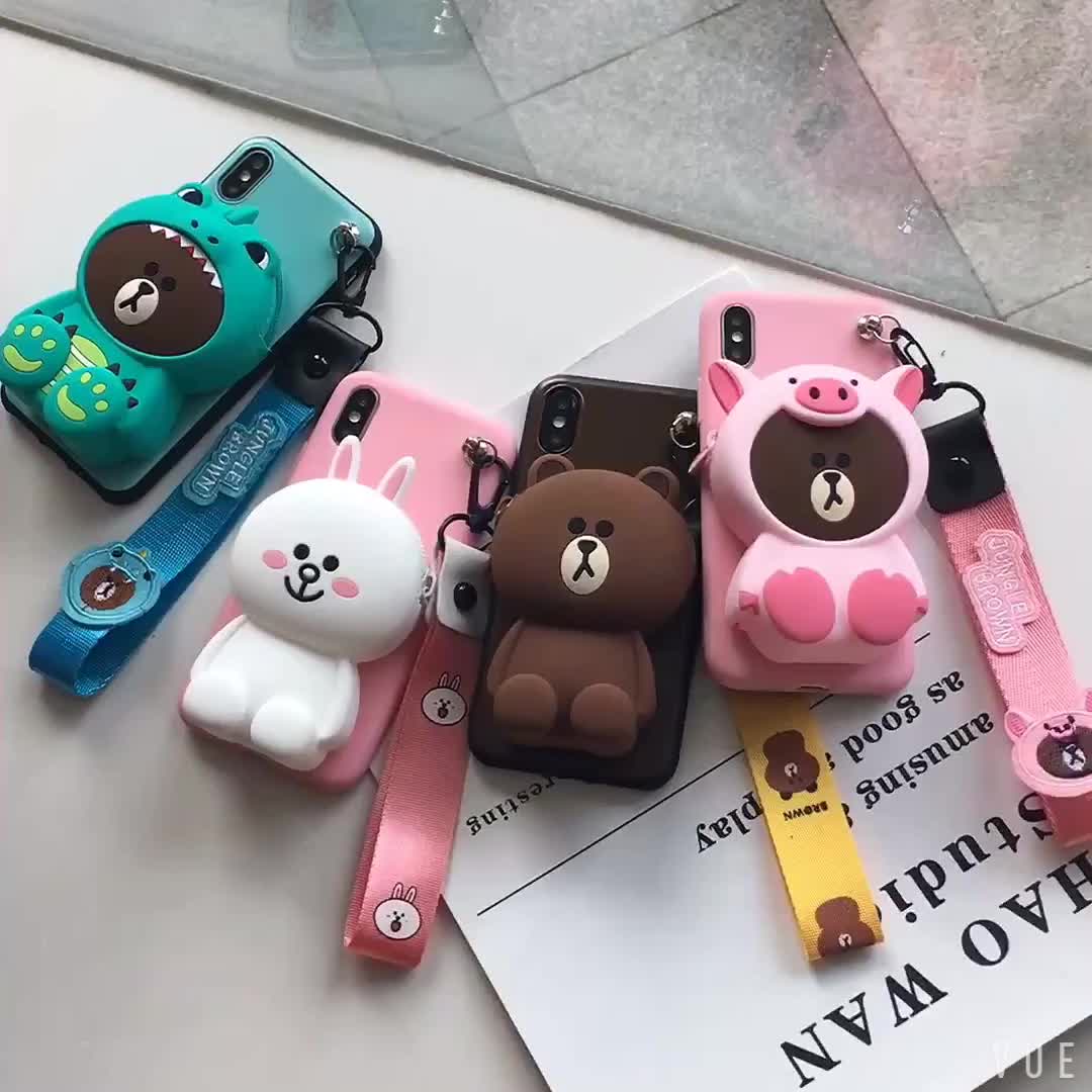Cute Carton Bear Wallet Phone Case