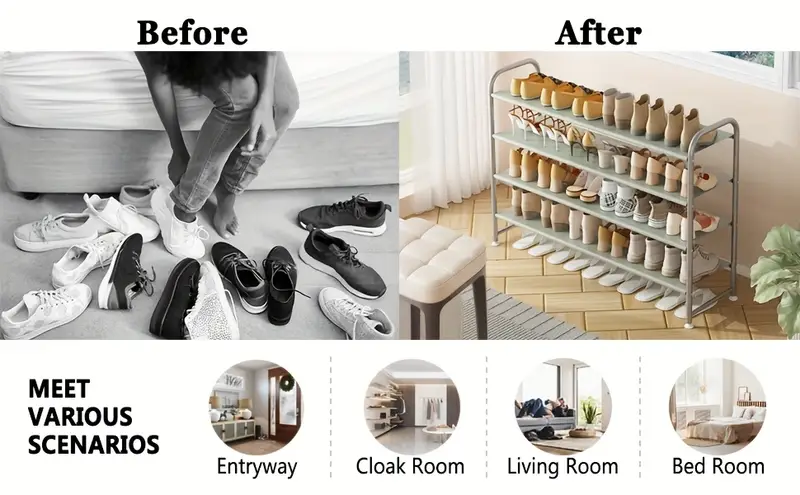   shoe rack 3 tier long storage organizer wide metal shoe shelf for closet entryway details 0