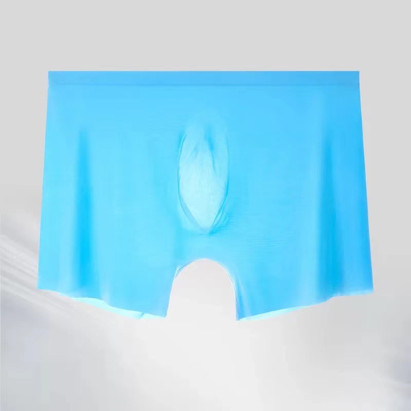 Seamless Ultra-thin Ice Silk Boxer Briefs Men's Transparent Sexy U-convex Boxer Briefs