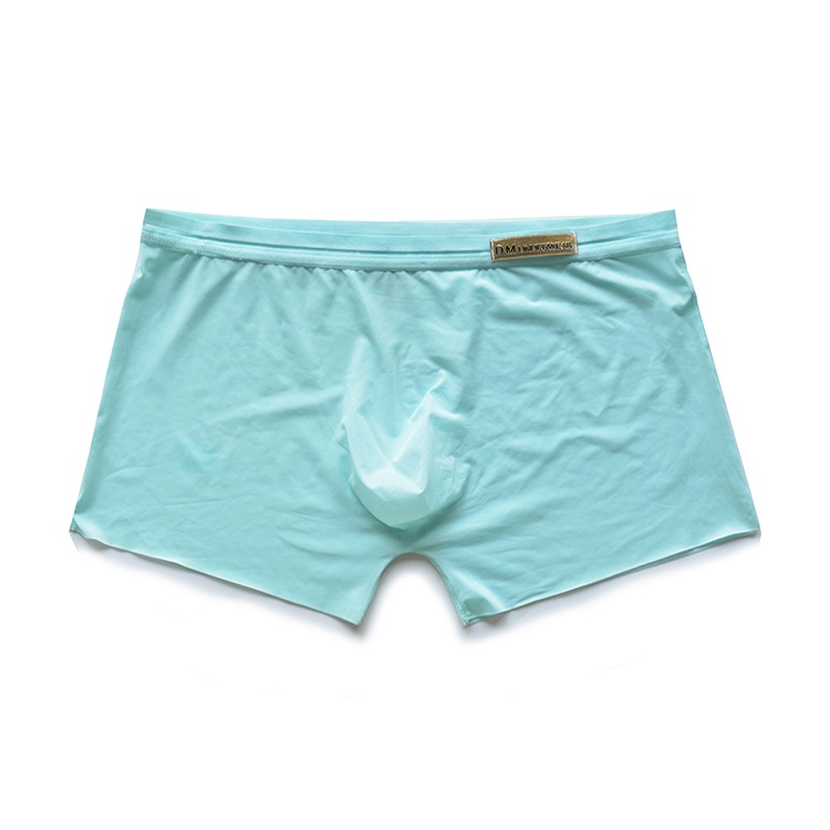 Men's Low Waist Sexy Solid Color Ice Silk Quick Dry Transparent Convex Bag Underwear