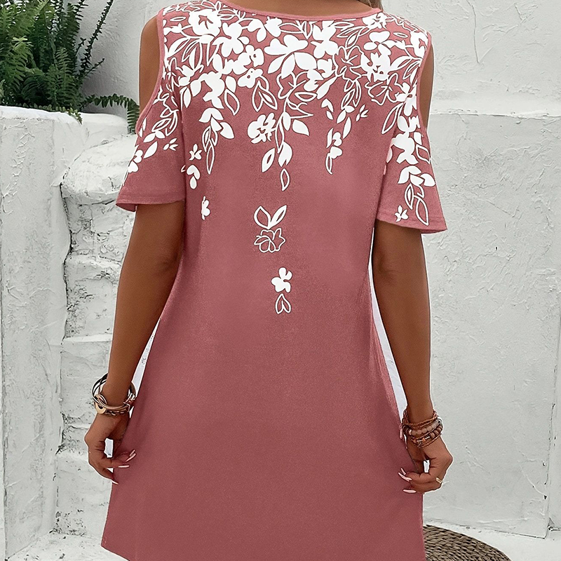 🌼[S-5XL]Floral Print Midi Dress with Cut-Out Sleeves