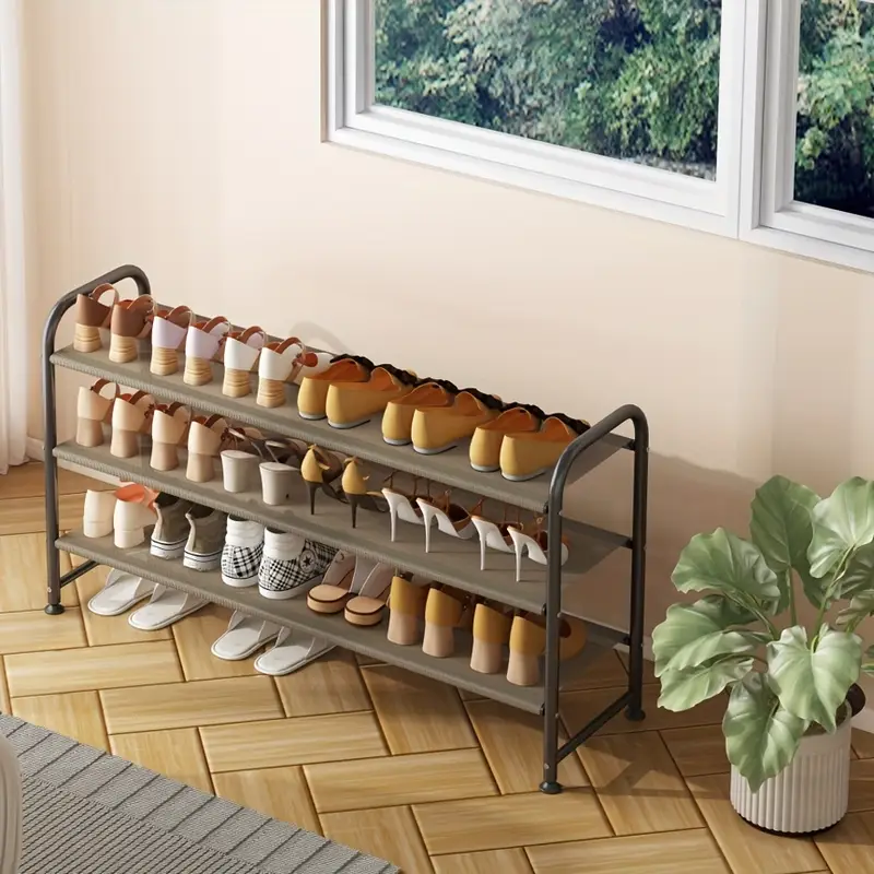   shoe rack 3 tier long storage organizer wide metal shoe shelf for closet entryway details 5