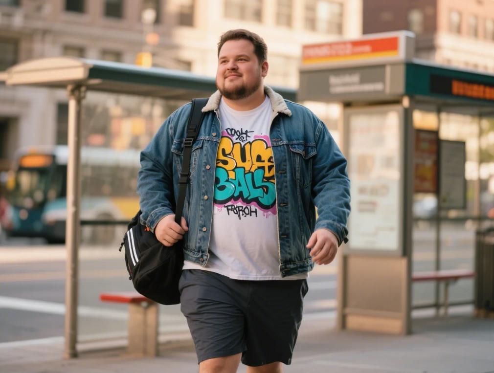 A man go to work in his short sets with jacket