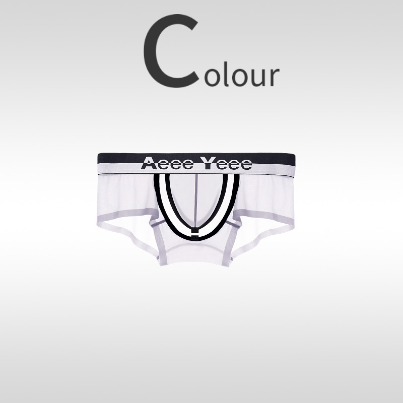 Open-top U-shaped convex large pouch with crotch-opening men's boxer pants, ice silk ultra-thin 50G