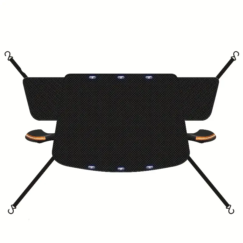 1  car half cover black with orange green accents rainproof sun blocking heat insulating thick polyester front sunshade ideal for   details 0