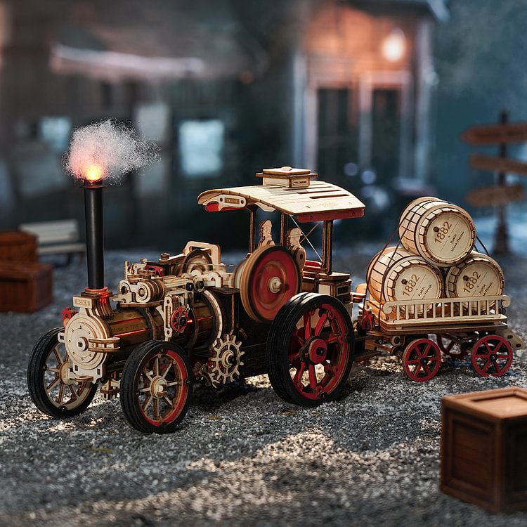 ROKR Steam Engine Mechanical 3D Wooden Puzzle LKA01 (Battery powered) | Robotime Online