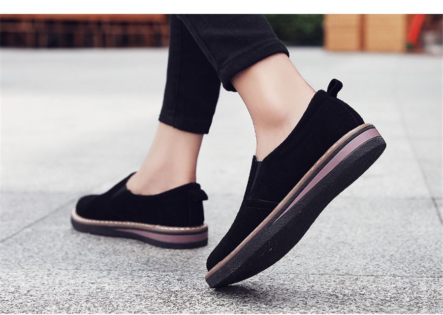 STS BRAND 2019 New Spring Women Flats Sneakers Suede Leather Round Toe Shoes Casual Shoes Women Slip On Flat Loafers Fazz Oxford (3)