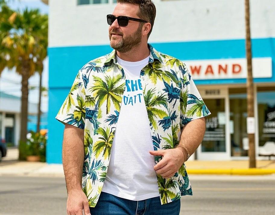 casual tropical shirts for big and tall men to travel