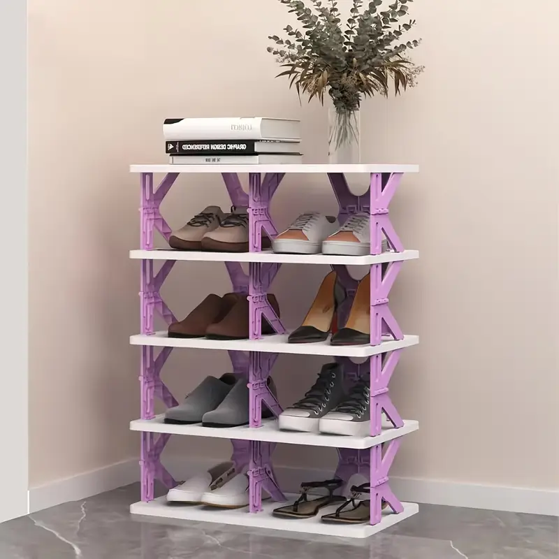 space saving 3 4 5 6 tier foldable shoe rack organizer no plastic to 20kg bedroom entryway closet living room hallway white details 9