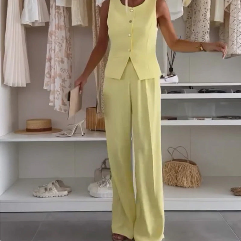 Women's sleeveless top and long pants