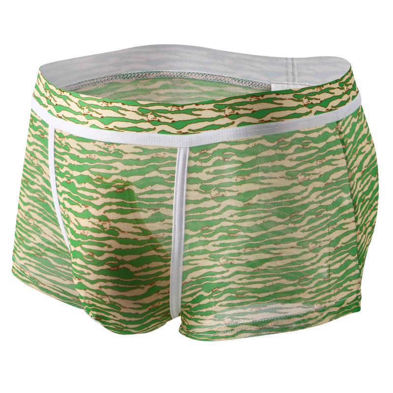 Men's Sexy Fashion Printed U-Shaped Mesh Breathable Boxer Briefs