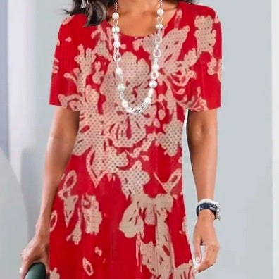 Printed Pleated Dress