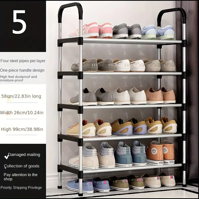 1pc freestanding galvanized steel pipe shoe rack multi layer space saving design for home office entryway storage easy assembly no tools required rental property storage spacesaving rack   metal rack shoe storage organizer details 8