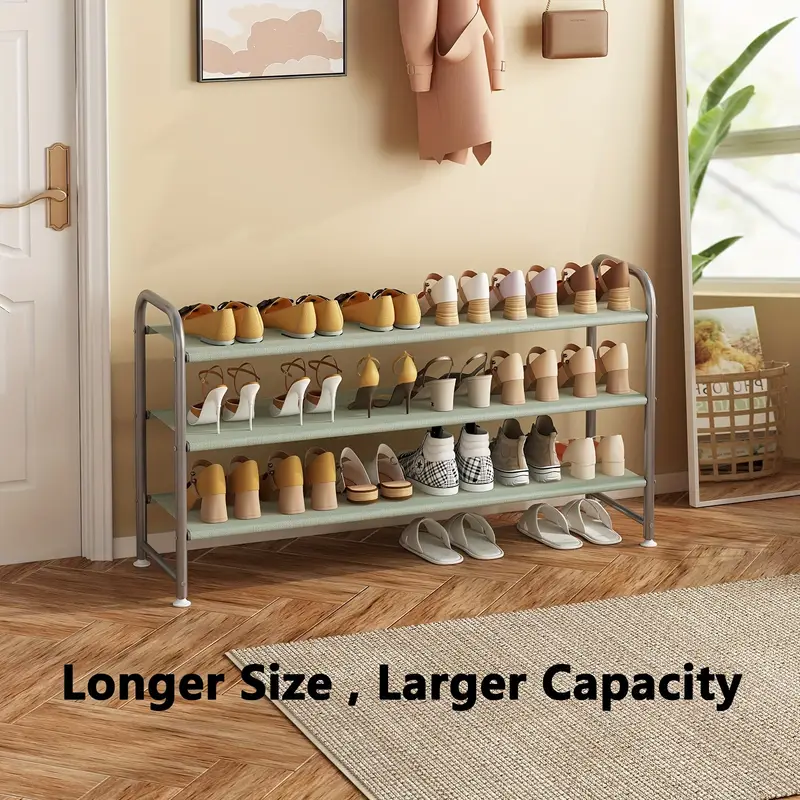   shoe rack 3 tier long storage organizer wide metal shoe shelf for closet entryway details 9