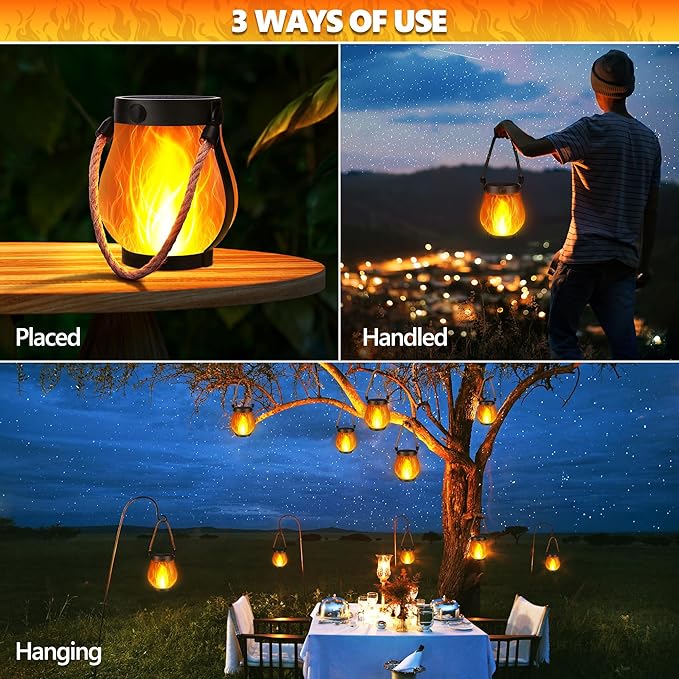 Dancing Flame Solar Lantern Outdoor Lights Tegooe