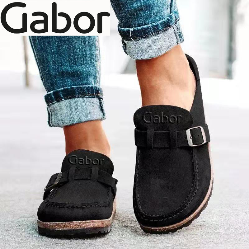 Gabor® new women's leather semi-slip sandals, Round toe low heel shoes