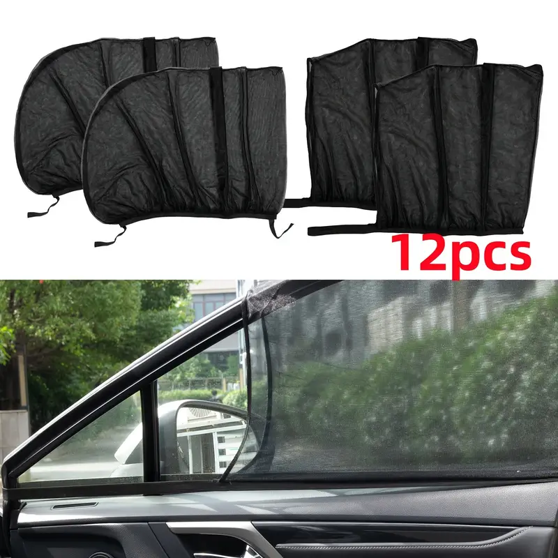   12pcs universal car sun shade front rear side window screen cover visor   sun mesh blind uv protector sunshade truck breathable screen cover sunshade details 0