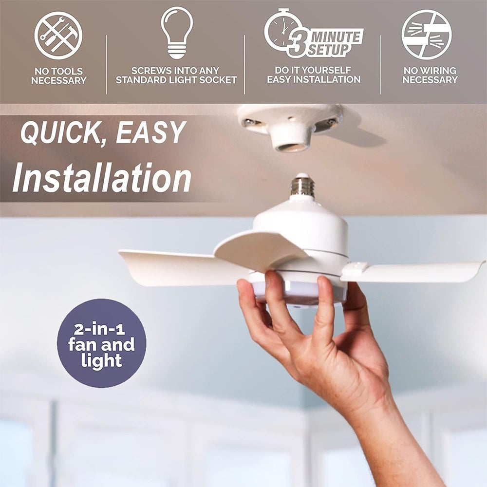 2-in-1 LED Ceiling Fan Light with Remote Control, E27E26/B22 Base