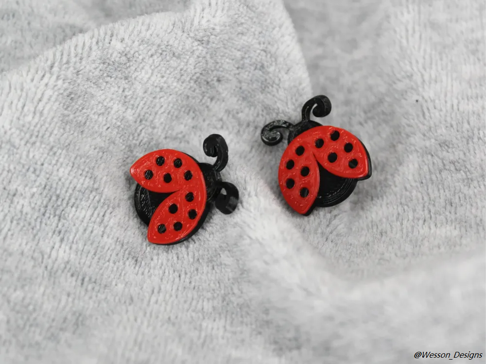 3D Printed Ladybug Stud Jewelry