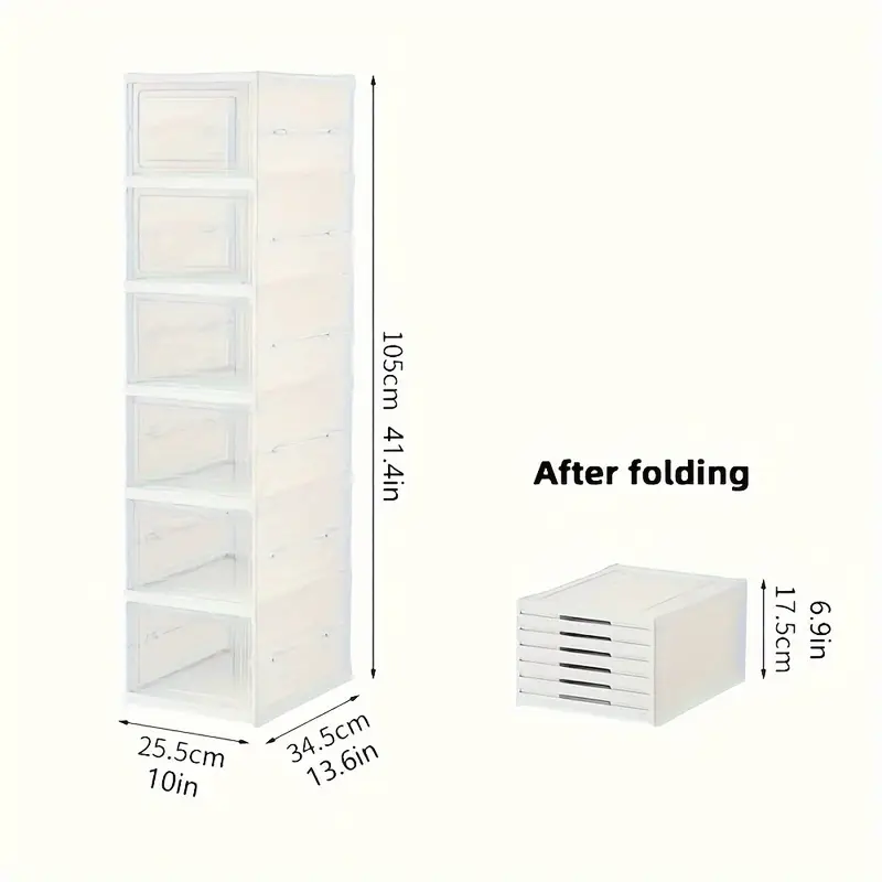 6 layer foldable shoe box foldable shoe rack collapsible storage box   to15 free standing bins stackable plastic tote with lids organizing installation free clear dustproof 6 layers closet organization systems closet organizers and storage details 9
