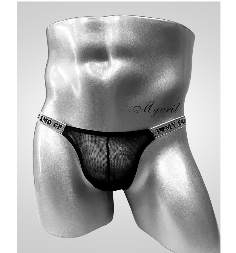 Men's Sexy Transparent Mesh U-Convex Pouch Thong