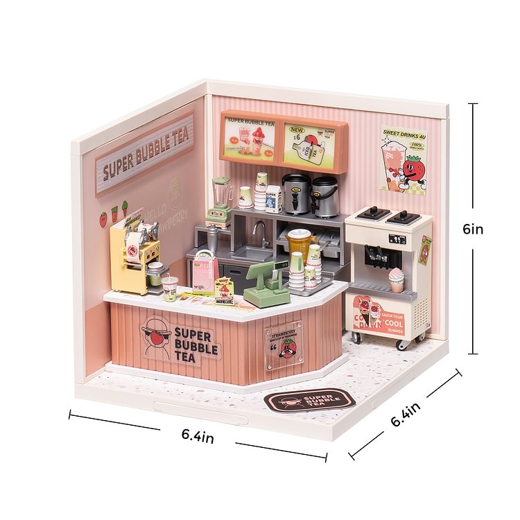 Rolife Super Creator Double Joy Bubble Tea Plastic DIY Miniature House Kit DW006 | Robotime Online