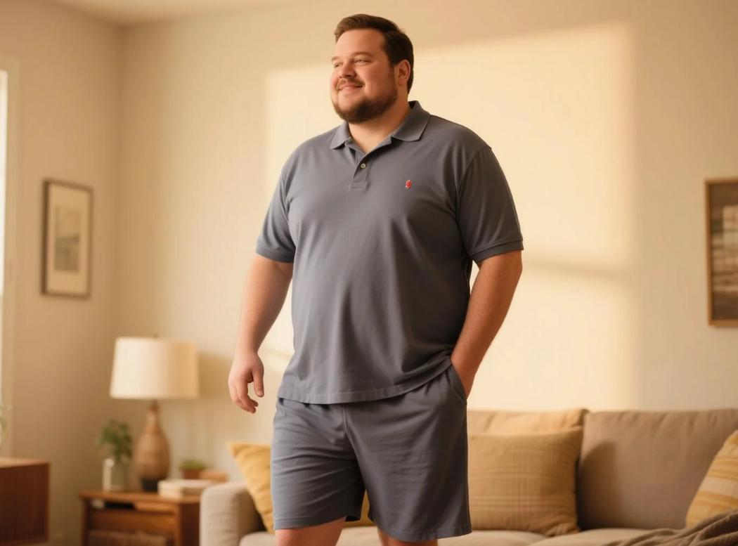 A polo shirt and shorts set in solid color design