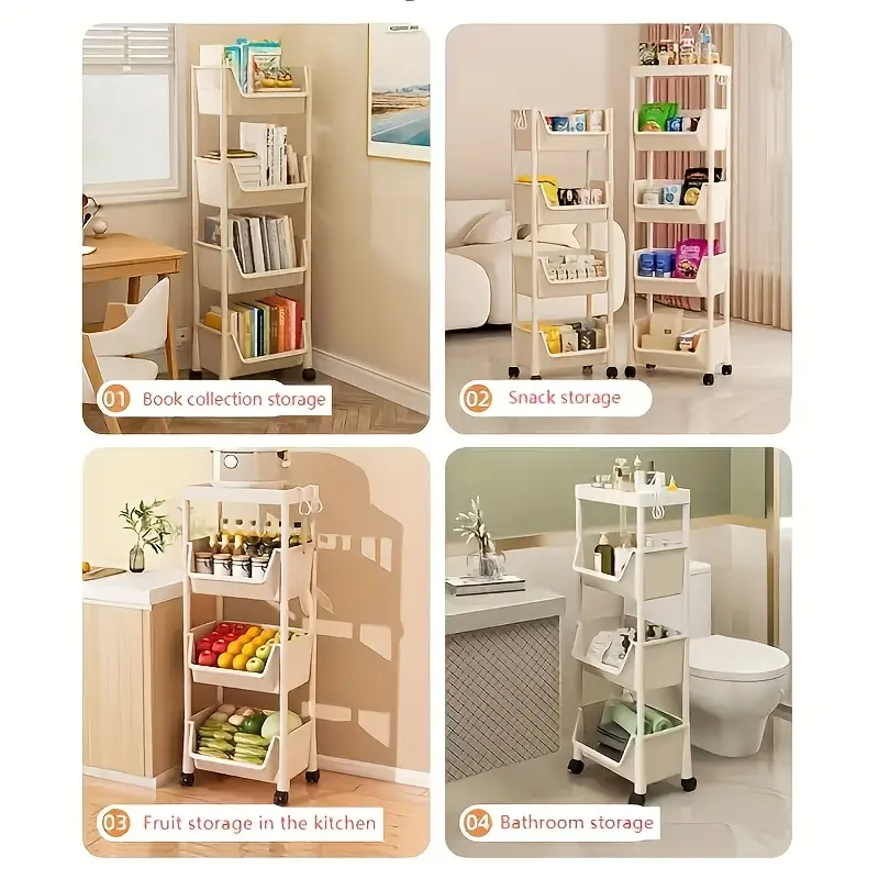 1pc 5 layer spa storage shelf non electric wheel based mobile shelf for   storage racks in living room bedroom   office garage space utility shelves details 3