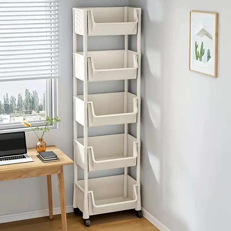 1pc 5 layer spa storage shelf non electric wheel based mobile shelf for   storage racks in living room bedroom   office garage space utility shelves details 8