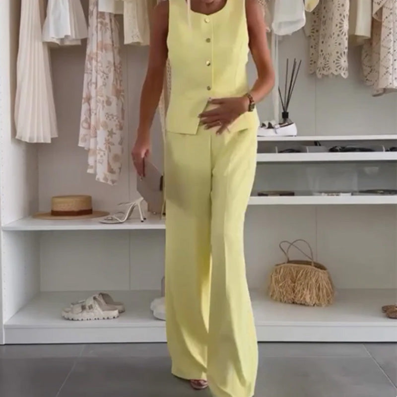 Women's sleeveless top and long pants