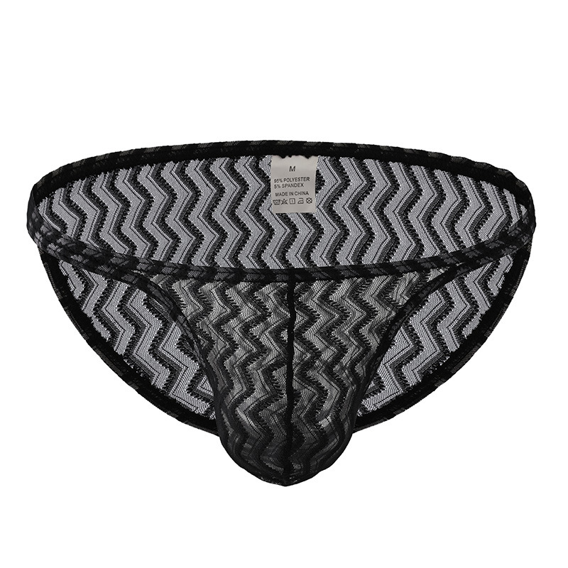 Men's Low-Rise Ultra-Thin Transparent Lace Sexy Briefs