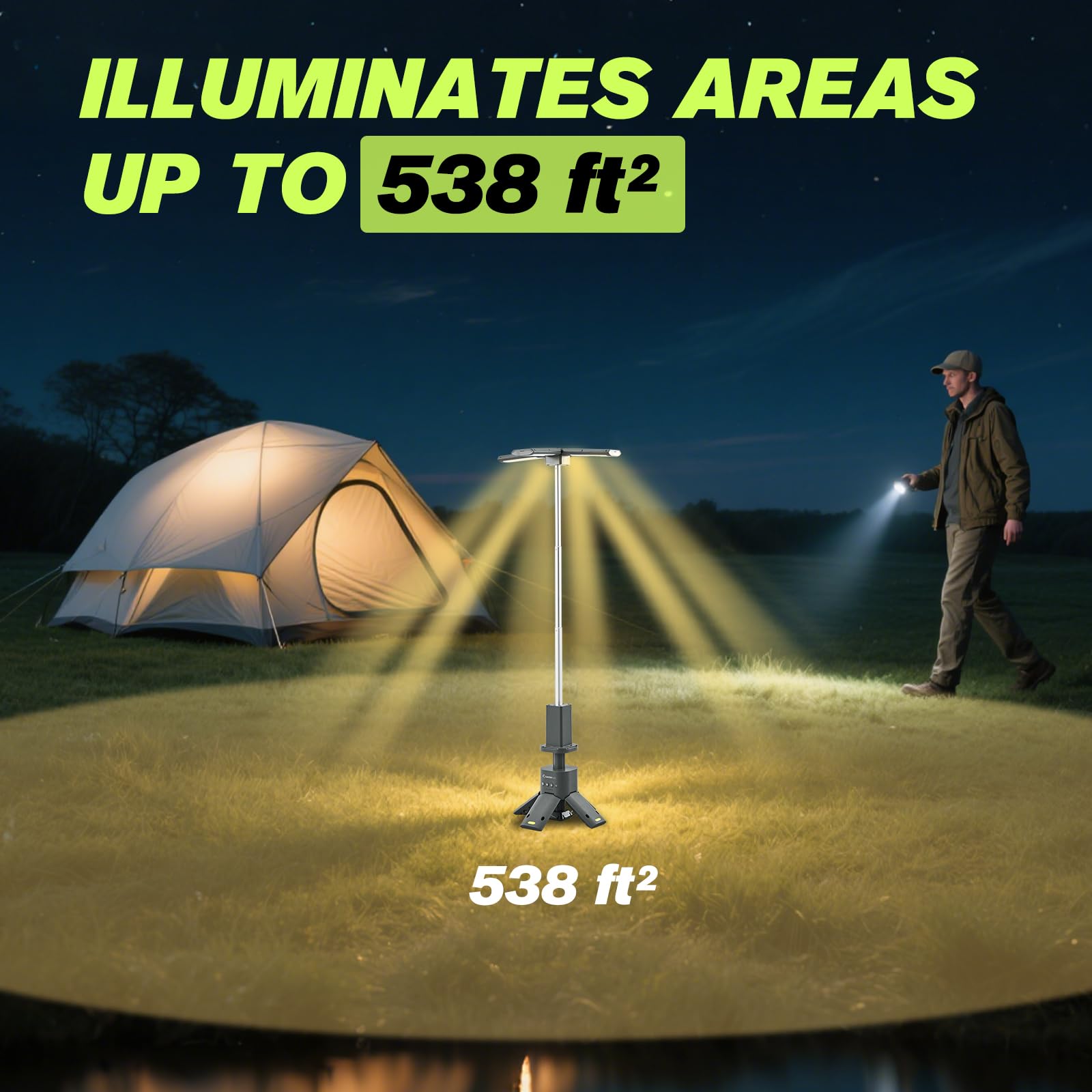 Saker Telescopic Rechargeable Camping Lantern 14000mAh  6000LM, Magnetic, Dimmable, IPX5 Waterproof