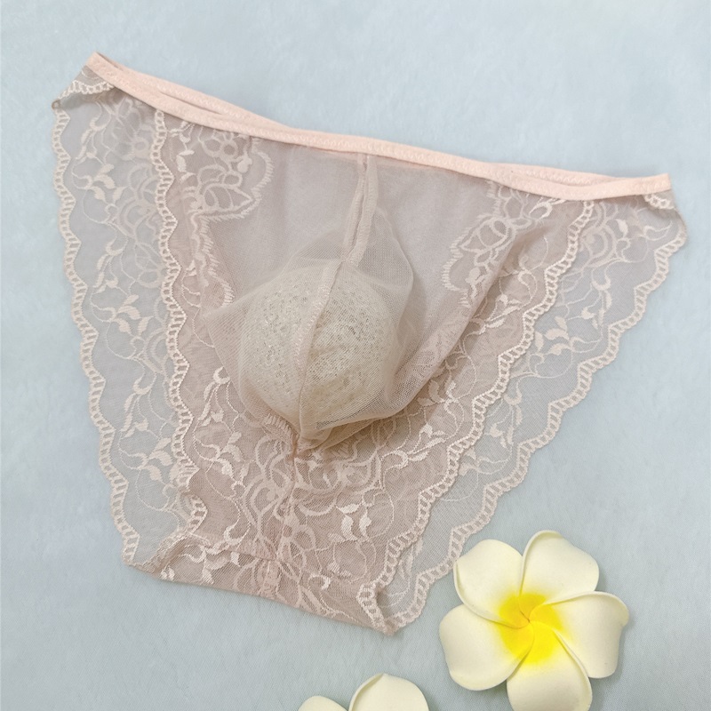 Men's Sexy Lace Mesh Transparent U-Shaped Pouch Briefs