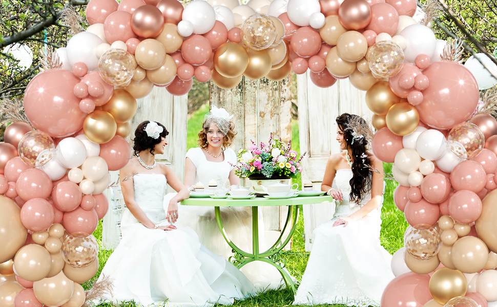 pink and goldballoon arch kit