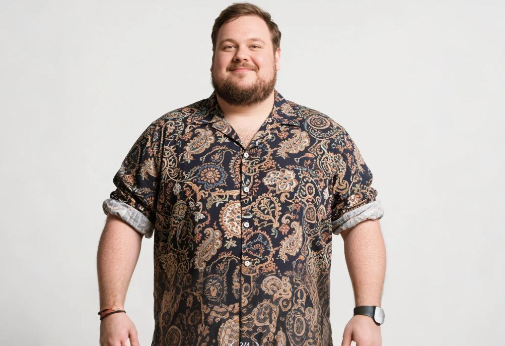 big guy's clothes with loud prints