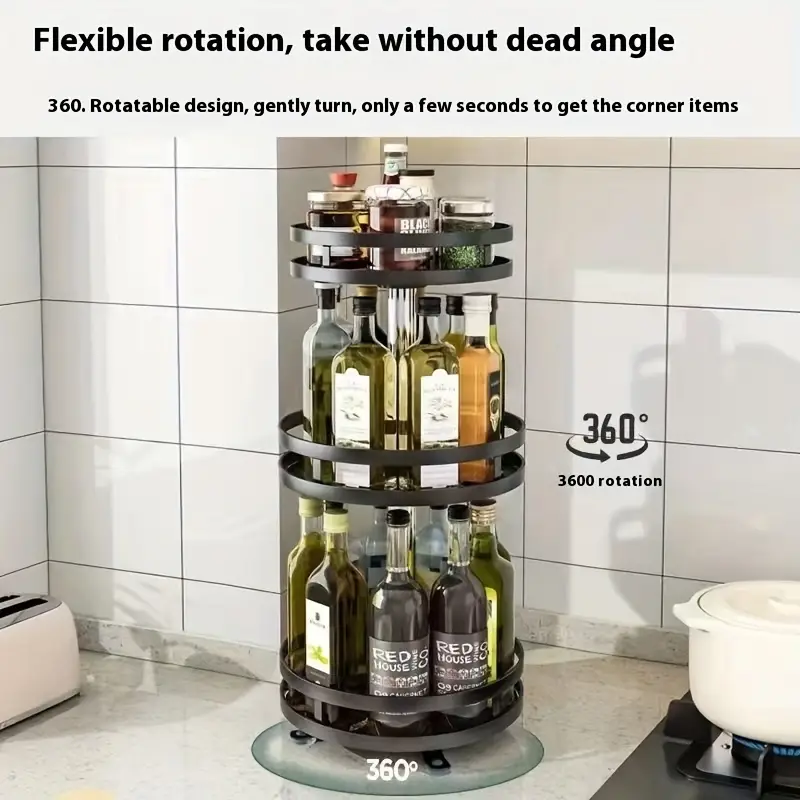 rotatable   kitchen storage rack seasoning storage storage rack storage   salt sauce vinegar spice jar rack details 3