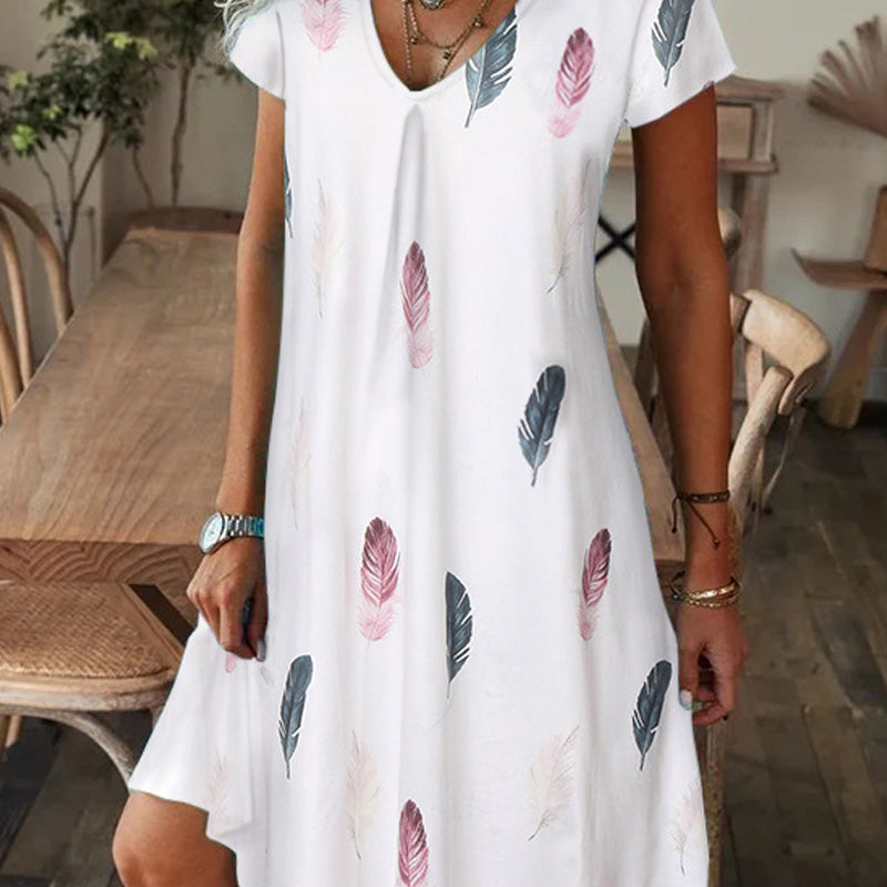 [S-5XL]🌺Women's Elegant Floral Print V-Neck Long Dress