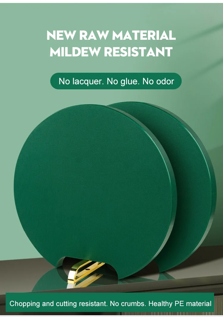 Double-sided PE Chopping Board Anti-mildew Non-slip Round Rotatable Green  Sticky Board Pad Stand-able Kitchen Cutting Board