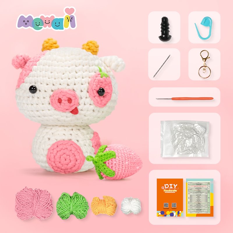 Strawberry Cow Crochet KIT