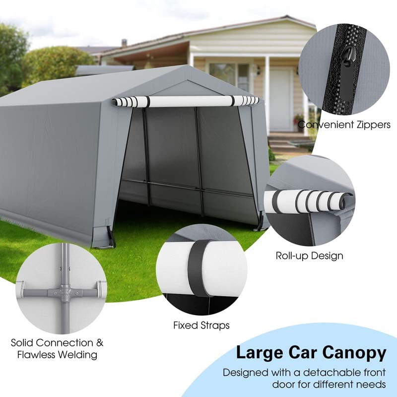 Eletriclife 10 x 20 pies portátil resistente carport dosel garaje con puertas